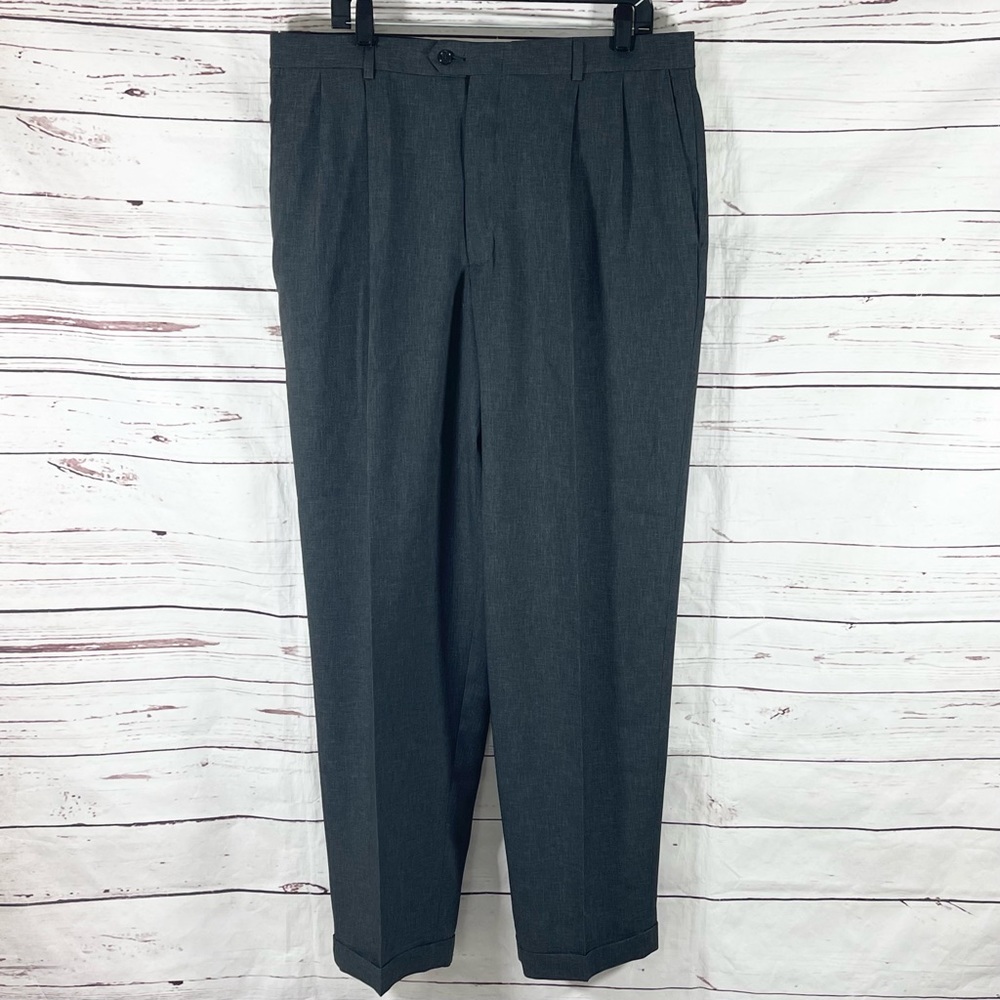 Claiborne Pants Mens Size 38x32 Gray Straight Leg Pleated Front